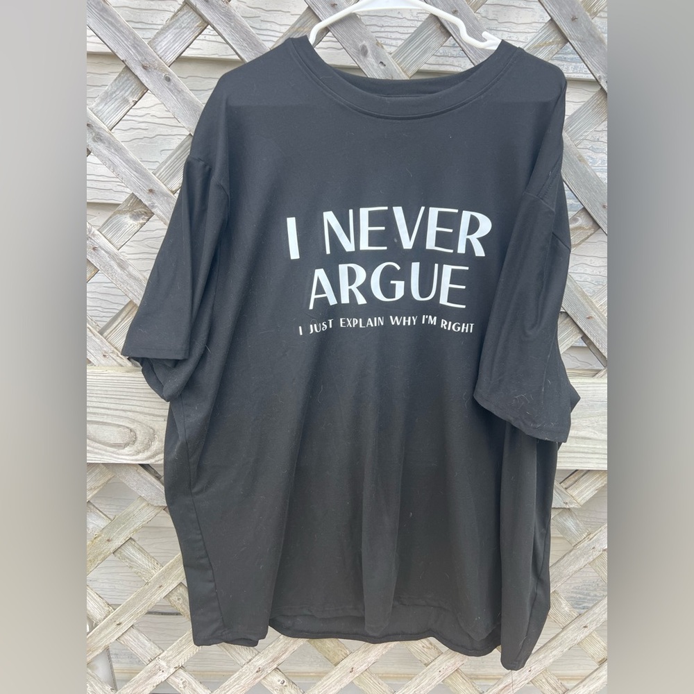 Black cotton "I Never Argue" T-shirt